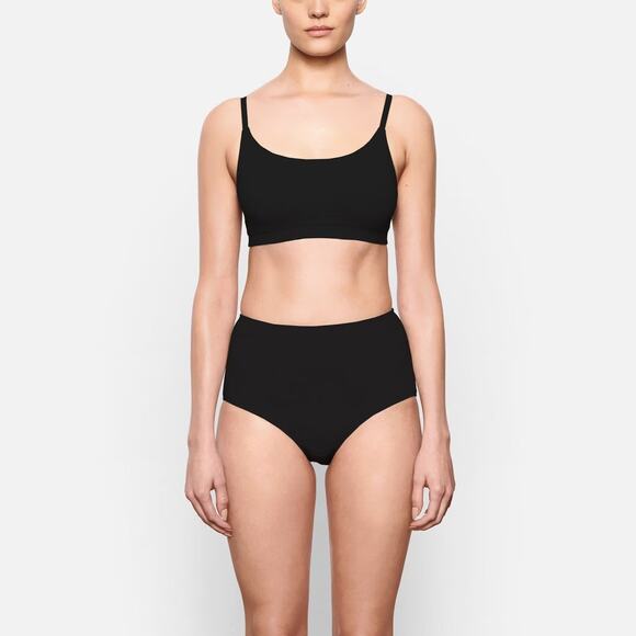 NWT SKIMS COTTON JERSEY SCOOP BRALETTE IN SOOT SIZE SMALL - Picture 2 of 4